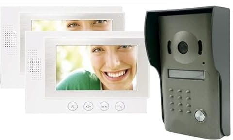 VIDEOCITOFONO BIFAMILIARE DOPPIO MONITOR A COLORI 7 APERTURA ELETTROSERRATURA E CANCELLO ESTERNO
