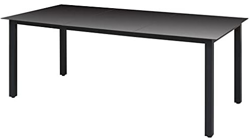 INLIFE Garten-Esstisch Glas Aluminium 190 x 90 x 74 cm Schwarz,Schwarz,28.9KG