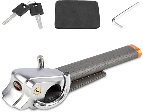 ASENDIWAY Lenkradschloss Universal Diebstahlsicherung Heavy Duty Sicherheit Autoschloss für Fahrzeug Auto LKW SUV Van mit 2 Schlüsseln Grau