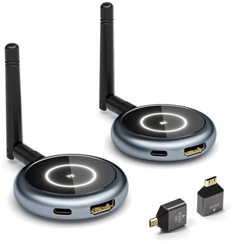 Wireless HDMI Transmitter Receiver AIMIBO, 4K Decoding, Up to 6RX, HDMI Wireless Extender, 5.8G/1080P@60Hz, Stream Video from Laptop, Camera TV Box to Multiple TVs, Projector, Monitor 165FT/50M