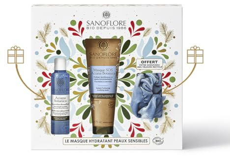 Sanoflore - Coffret Routine Hydratante Peaux Sensibles - Masque SOS Hydratation intense 75 ml + Eau micellaire 50 ml et Chouchou en velours recyclé OFFERT