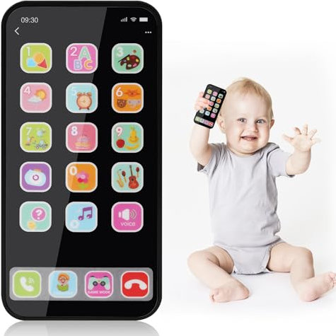 Aolso Baby Phone - Giocattolo per bambini e bambine di 1-6 anni, regalo di compleanno (nero)