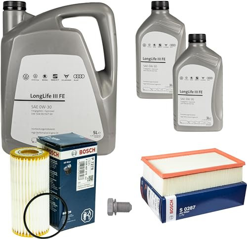 Inspektionspaket Wartungspaket Filterset mit 7 L 0W-30 Motoröl LongLife 3 FE, Ölfilter Luftfilter Ölablassschraube