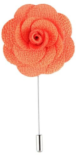 Holibanna Herren Blumenbrosche Ansteckblume Orange Handgefertigte Kamelie Krawattenbrosche Männer Reversnadel Krawattennadel Brosche Ca 4cm Durchmesser 8cm Länge für Anzug T-Shirt Dekoration