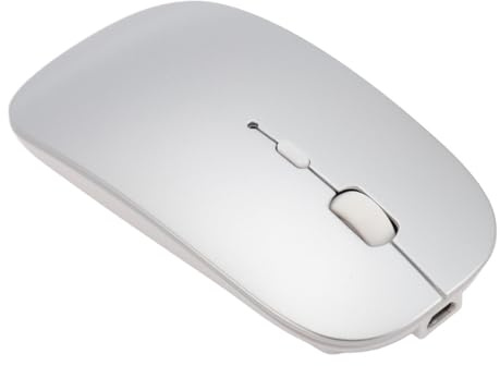 Sxhlseller Ratón Bluetooth Recargable para MacBook Air Pro, Ratón Inalámbrico Bluetooth con Ajuste de 3 dpi, Ratón Portátil Silencioso (Silver)