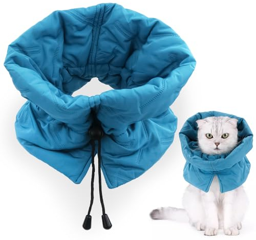 Huiyoulan Weiche Halskrause Katze, Post-Op Leckschutz (S) | Stressfreier OP-Schutz. Leichtes Baumwoll-Design lässt Katzen normal fressen & schlafen. Für 14-25cm Halsumfang.