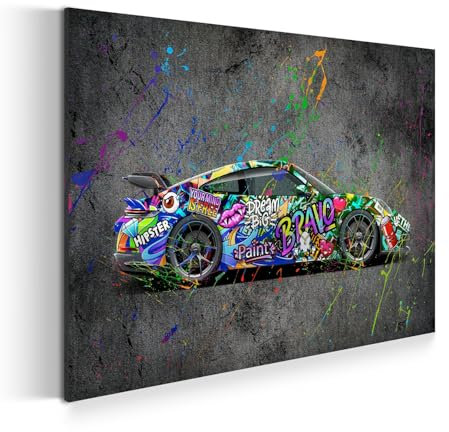 Auto Street Art Sportwagen Porsche Wandbild Leinwandbild Kunstdruck XXL Deko Größe 90x60x2cm