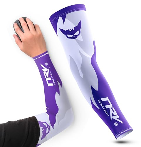 NRV Manchette Esport Mutant - Manchette de Compression Gaming pour l’Esport - Design Respirant, Durable et Flexible - Blanc & Violet - Conçu par des Joueurs Professionnels - Durable, Respirant