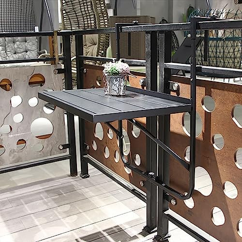 Balkon-Stehtisch für Geländer, 60 x 40 cm, klappbarer Hängetisch, Beistelltisch für Balkongeländer im Freien, Blumenständer mit Pflanzenregal aus Metall für den Garten auf der Terrasse, Steh