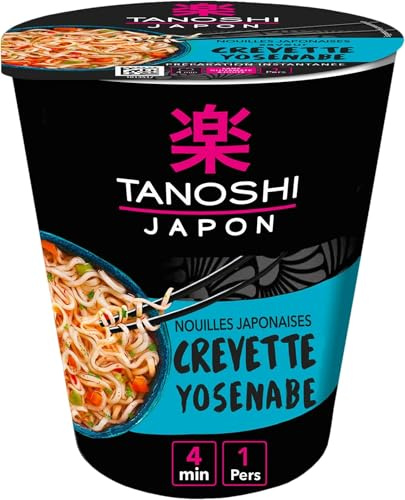 TANOSHI - Cup Nouilles Saveur Crevette Yosenabe - Nouilles Japonaises Instantanées - 1 Personne - 65 g (Lot de 5)