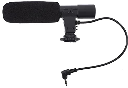 Uonlytech Micrófono Profesional para Cámara DSLR, Accesorio Ligero y Portátil, Alta Sensibilidad para Grabación de Vídeo y Entrevistas, Compatible Cámaras Digitales, Color Negro