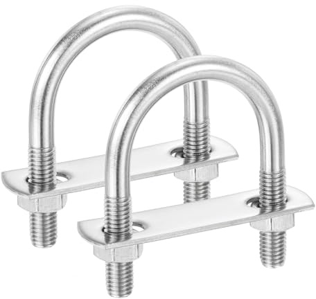 PATIKIL 2 Piezas Pernos En U Redondos 1.5 (38mm) Ancho Interior 65mm | Longitud M8, Pernos En U De Curva Redonda, Acero Inoxidable 304, Con Tuerca Placa Arandela, Para Eje De Remolque