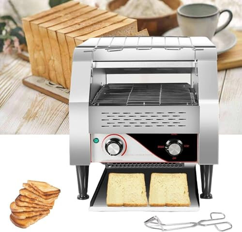 SaryEdge Tostadora Comercial: 300 rebanadas por Hora, restaurantes y panaderías, Cinta transportadora Industrial de Alta Resistencia, Potencia de 2200 W para un Tostado (