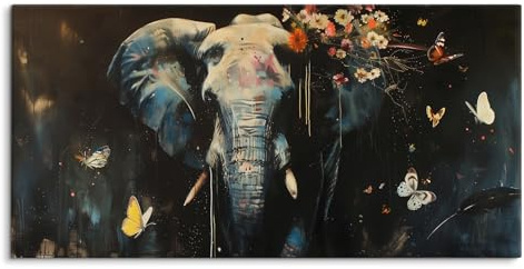 Paul Sinus Wandbild 120x60cm – Mystik des Elefanten – Faszinierende Kunst mit floralen und eleganten Details