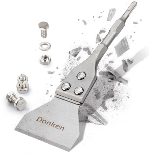 Donken Spachtelmeißel SDS Plus, Bodenschaber Meißel SDS Plus 300 x 100 mm für Abziehen von Fußbodenkleber, Teppich, Linoleum, Fliesenkleber, PVC-Fliesen, Farbe