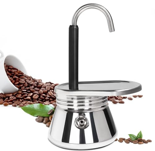 DITOSH 1 Cup Single Tube Moka Pot Stainless Steel Stovetop Espresso Maker Cafeteras Italian Percolator Espress Makers Capable Greca Mocha Coffee Machine for Induction Home 90ml 3oz