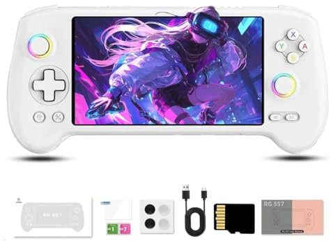 NULA RG557 Retro Handheld Video Game Console, Android 14 5.48-Inch AMOLED HD Screen RGB Lighting Dimensity8300 Processor Game Player RAM 12GB LPDDR5X for Adult - NO Card