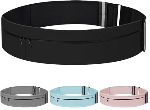 Ceinture de course légère pour homme et femme avec poche pour bouteille d'eau, support de téléphone multi-poches, pochette de course à pied, Noir , Large-31.5 - 45.3, Moderne