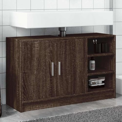 LLEZKBR Ensemble de meubles de salle de bain - Meuble lavabo - Chêne marron - 90 x 29 x 55 cm - Bois d'ingénierie