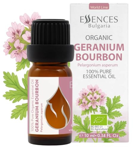 Essences Bulgaria Geranium Bourbon Essential Oil 10ml (0.34 Fl Oz) | Pelargonium asperum | 100% Pure, Natural, Undiluted | Aromatherapy, Cosmetics | Non-GMO, Cruelty-Free