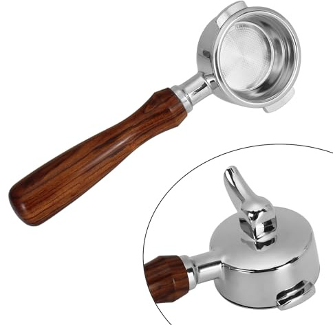 Espresso SiebträGer 58mm Einzelauslauf FüR Kompatibel mit E61-Brühgruppe, Flair 58, ECM, Rocket, Sanremo, Synesso, Slayer Ersatzteile für Espressomaschinen, Griff Aus Rotes Holz Aluminium