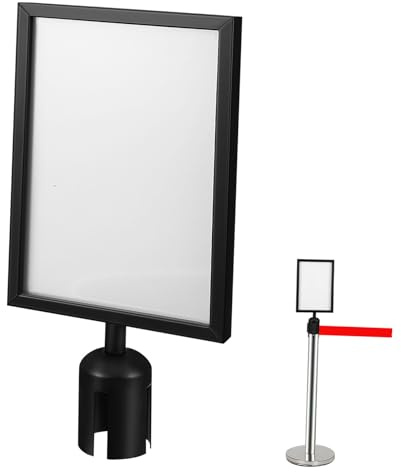 Cabilock Metal Stanchions Sign Holder Post with A4 Vertical Frame Sturdy Not Easy to Deform Queue Barrier Sign Holder and Hallways in Office or Exhibition