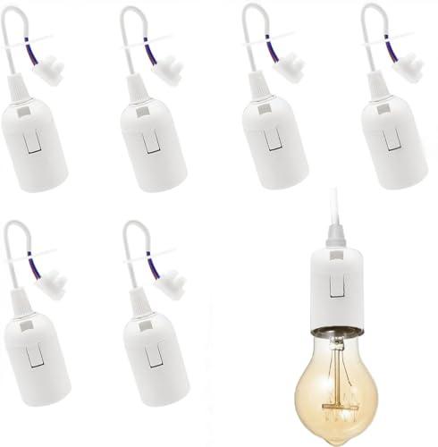 6 Stück Lampenfassung E27 mit Kabel, E27 Ersatzfassung, Renovierfassung, Baufassung 4A 250V Ersatzfassung für Bauarbeiten Wohnzimmer Küche Schlafzimmer Glühbirnen Fassung (Weiß)