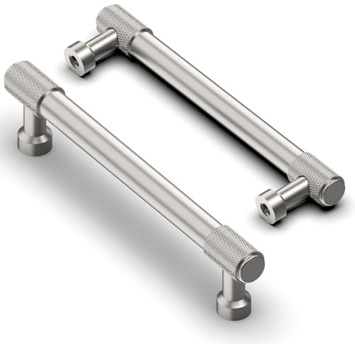 Asimerdeco 10 Pack Brushed Satin Nickel Knurled Cabinet Pulls 5 Inch(128mm) Kitchen Cabinet Handles Cabinet Hardware Drawer Pulls