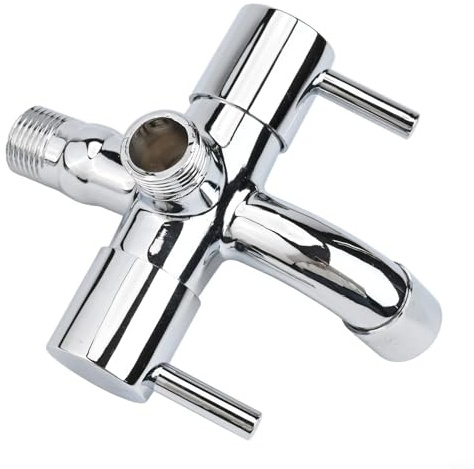 Zinklegierung Badezimmer Wasserhahn mit Doppelauslass für Waschmaschine und Bidet Sprüher, G1/2 Einlassgewinde, Chrom Waschtischarmatur mit Doppelgriffsteuerung