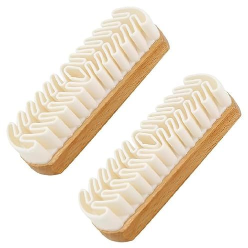 Wildleder-Schuhbürste,Mehrzweck-Schuhbürste,Nubuk-Bürste mit Krepplamellen,Holzkreppbürste, für Stiefel, Taschen, Jacken, Couch und Turnschuhe (2 Stück)