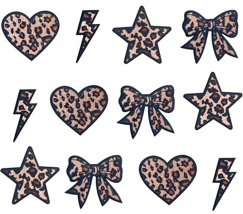 Cosblisvia 12 Stück Flicken zum Aufbügeln, Patches zum Aufbügeln Leopard, Aufnäher für Kleidung, Jeans, Jacken für Anfänger, Modefans, Bastler für DIY, Hut (braun)