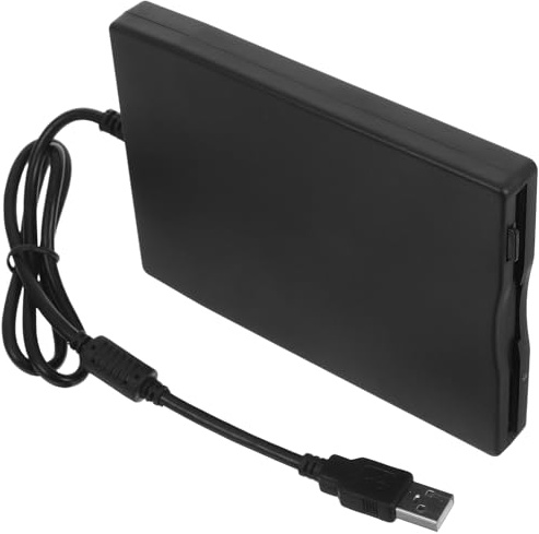 TEHAUX Disquete USB Externa Negra para Portátil y Pc, Lector Portátil Abs para Leer y Transferir Datos de Discos Flexibles