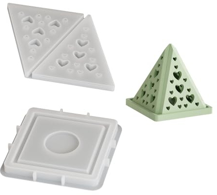 Stampo in silicone per portacandele creativo, a forma di piramide, per decorazione della casa e regali, decorazione scintillante