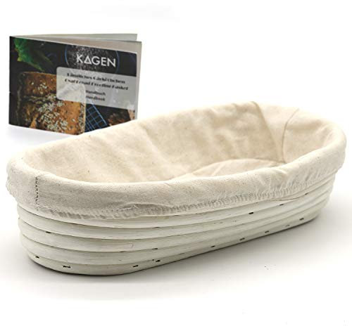 Cestini da lievitazione, forma allungata, 29 x 16 cm, in rettan naturale – cestino per pane, cestino per cuocere il pane, cestino per lievitare, contenitore, cestino per pane