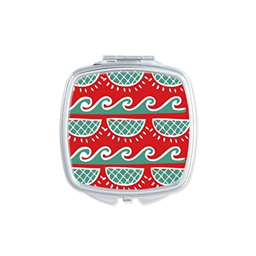 DIYthinker Red Green Wave Mexiko Totems Antike Kultur Zeichnung Platz Compact Make-up Taschenspiegel Tragbare nette kleine Hand Spiegel Geschenk Mehrfarbig