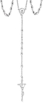 fish Hochwertiger Silber 925 Rosenkranz Mit Kreuzanhänger 50cm