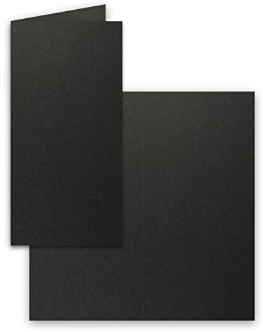 25x Falt-Karten DIN Lang - Schwarz - 10,5 x 21 cm - Blanko Doppelkarten - Klappkarten für Einladungen und Grußkarten zu Weihnachten und Geburtstag