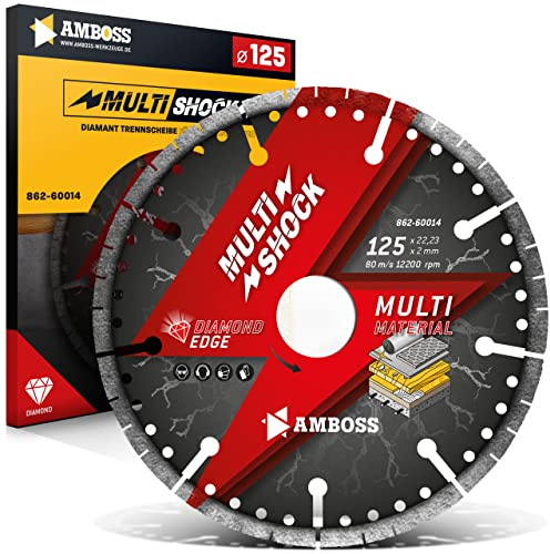 Amboss MultiShock - Diamant-Trennscheibe Ø 125 mm x 22,2 mm - Universal/Allround | Segmenthöhe: 10 mm (galvanisiert)