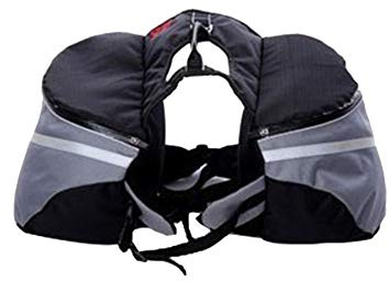 MISSMAO Hunderucksack Schultertasche Satteltasche für Hunde größenverstellbare Haustiertasche Hund Zubehör für Wandern Hellgrau XL