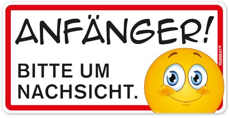 younikat Magnetschild Anfänger 20 x 10 cm für Auto Fahranfänger kfz360 | Magnet 20 x 10 cm, wetterfest magnetisch, Anfänger Bitte um Nachsicht, 1 Magnetschild in der Größe 20 x 10 cm