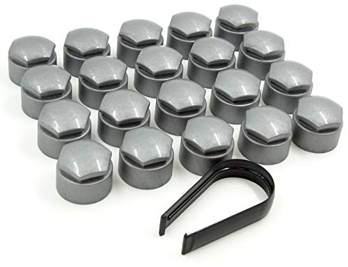 Partsdealers Runde Radmutterabdeckungen GEMACHT FÜR Audi A1, A3, A4, A5, A6, A7, A8, TT, Q3, Q5, Q7, MK2, Q8, 17 mm (Legierung, Grau)