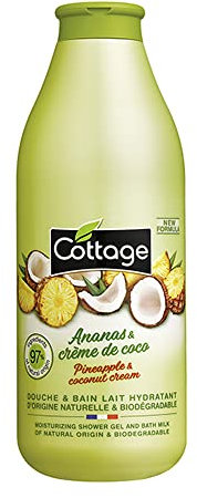 Cottage Gel doccia idratante e latte da bagno – 97% ingredienti naturali, pH neutro, dermatologicamente testato, bagnoschiuma idratante con fragranza di crema all'ananas e cocco, nutriente per la