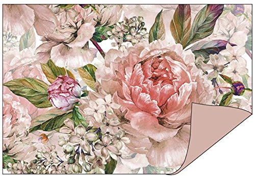Ideen mit Herz Dekorpapier | beidseitig bedruckt: Dekor & Unifarbe | Din A5 | Faltpapier, Bastelpapier, Dekopapier, Scrapbooking-Papier | 110 g/qm | 50 Stück (Blumen | rosenholz)