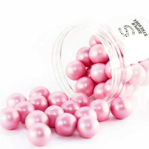Super Streusel XL Knusperkugeln Rosa - Schokokugeln Tortendeko 1,5cm (130g) | Rosa Schokoladenkugeln mit Crunch Kern, essbare Tortendeko für Muffins, Cupcakes, Cake Pops & Mädchen