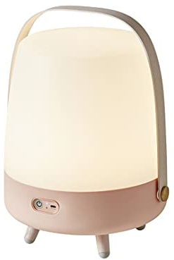 Kooduu Lite-up Play - Altoparlante Bluetooth e Lampada Portatile Senza Fili - Lampada da Comodino Rilassante, Lettore Musicale - Sistema Ricaricabile Suono e Luce, Design Danese - 29x40cm, Rosa Chiaro