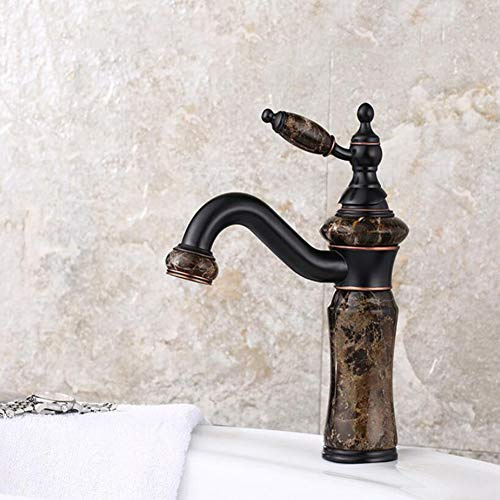 Wasserhahn Bad Waschtischarmaturen (Retro Messing 360° Drehbar Einloch Einhand Mischbatterie, Kaltes Und Heißes Wasser)