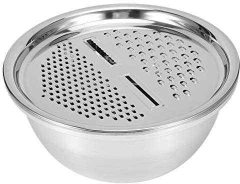 Küchenreibe Set Schüssel Multifunktions-Edelstahl-Auffangbecken Set Reis Waschsieb Salatmacher Schüssel Küchengeräte zum Kochen in der Küche Backen Aufbewahrung von Lebensmitteln