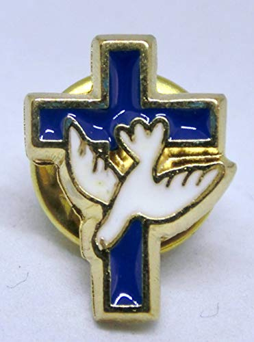 GTBITALY 90.036.21 Broche Pins Croix Colomba Pace Pax Spirito Saint Or Doré Finition Bleu à la main 1,5 cm