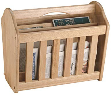 iTrend Standing Magazine Rack Rubberwood Newspaper Shelf - Storage Holder Wooden Stand
