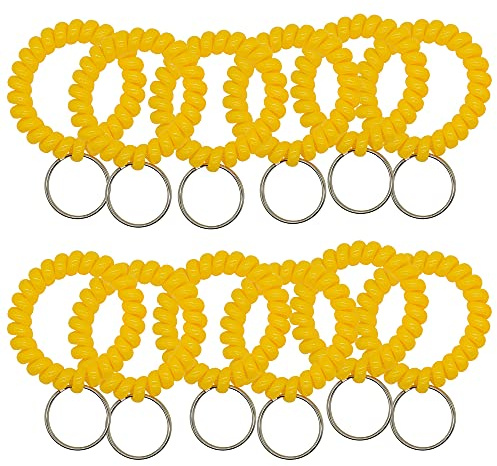 Lot de 50 porte-clés extensibles - Noir - Pour étiquette de numéro (jaune)